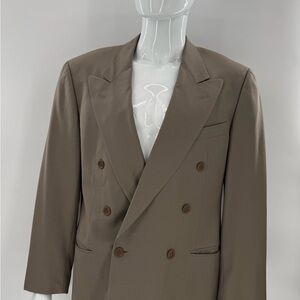 Ermenegildo Zegna Double Breasted Blazer Beige Mens Size 50